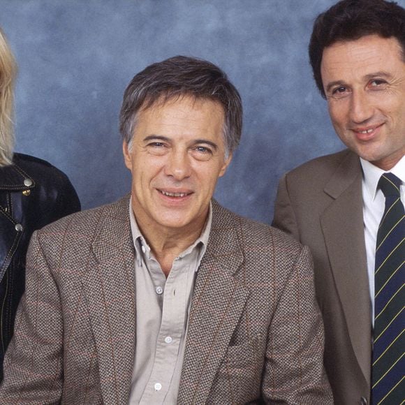 Photo d'archive du 23 septembre 1989 de Michel Drucker avec Renaud et Guy Bedos émission 'Champs Elysees' à Paris, France. Photo par Pascal Baril/ABACAPRESS.COM