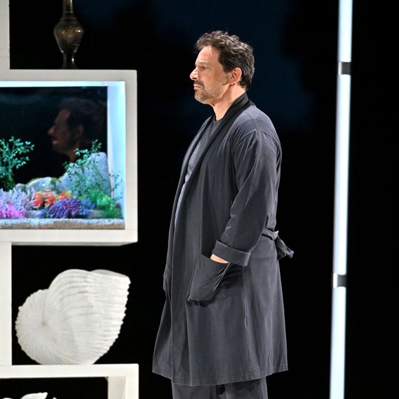 Bruno Salomone durant la 3eme soirée de la 1ere édition du festival Les Théâtrales d'Eze en plein air à l'oppidum du Col d'Eze avec la pièce "Au Scalpel", le 7 août 2023.
© Bruno Bebert / Bestimage