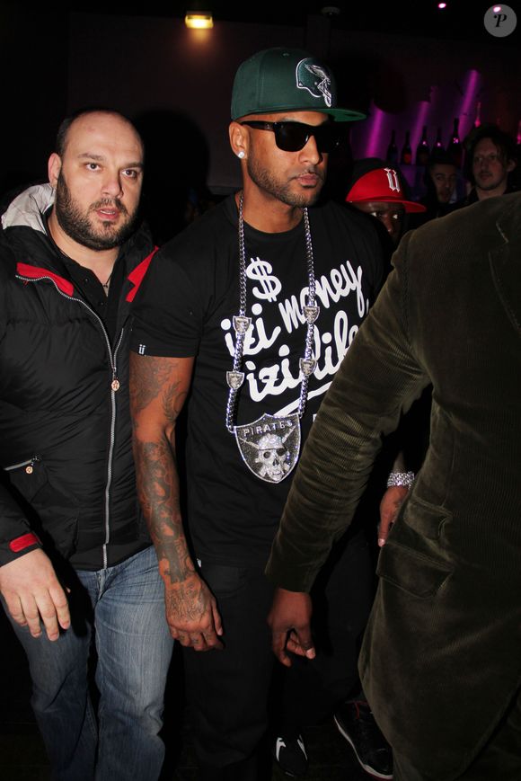 Le rappeur Booba arrive au Palais Maillot à Paris pour un After Show apres son concert au Zénith, le 13 avril 2013. BALDINI / BESTIMAGE