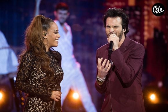 Exclusif - Amel Bent et Amir Haddad - Enregistrement de l'émission "Fête de la chanson française" à l'Olympia à Paris, qui sera diffusée le 9 janvier sur France 2. 
© Tiziano Da Silva - Cyril Moreau / Bestimage