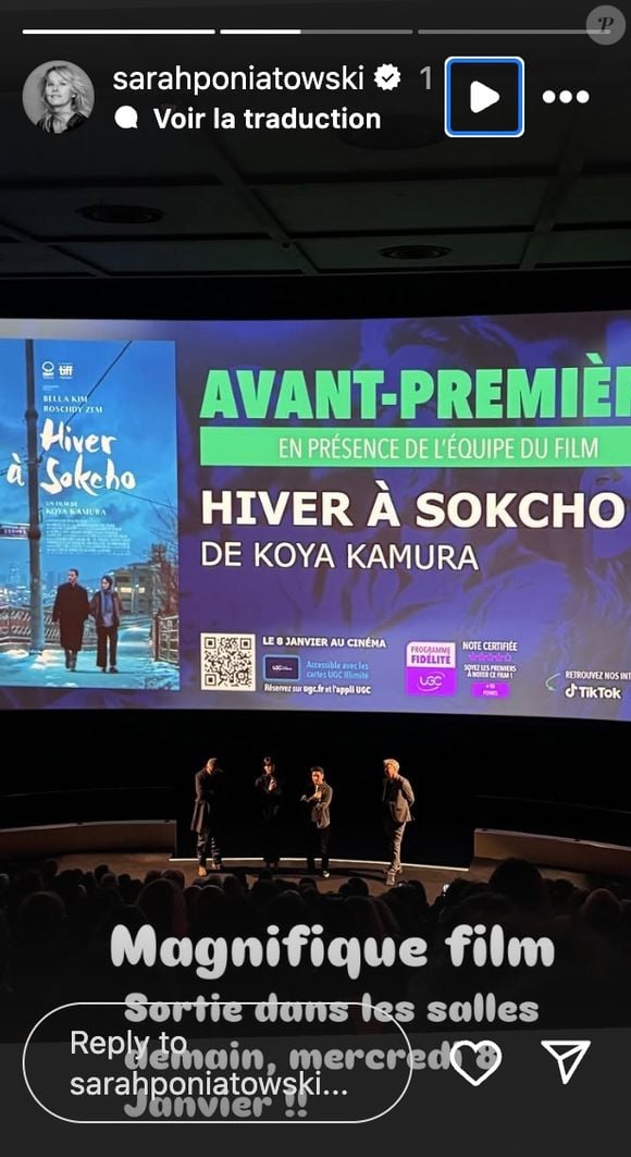 En ce début de semaine, la fondatrice de la marque Maison Sarah Lavoine a utilisé ses réseaux pour promouvoir le long-métrage qui met à l'honneur son homme : "Magnifique film. Sortie dans les salles demain, mercredi 8 janvier".