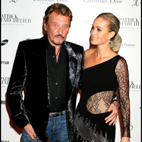 Johnny et Laeticia Hallyday lors de la soirée d'exposition et de vente aux enchères des oeuvres de Patrick Demarcherlier au petit palais. © Guillaume Gaffiot/bestimage