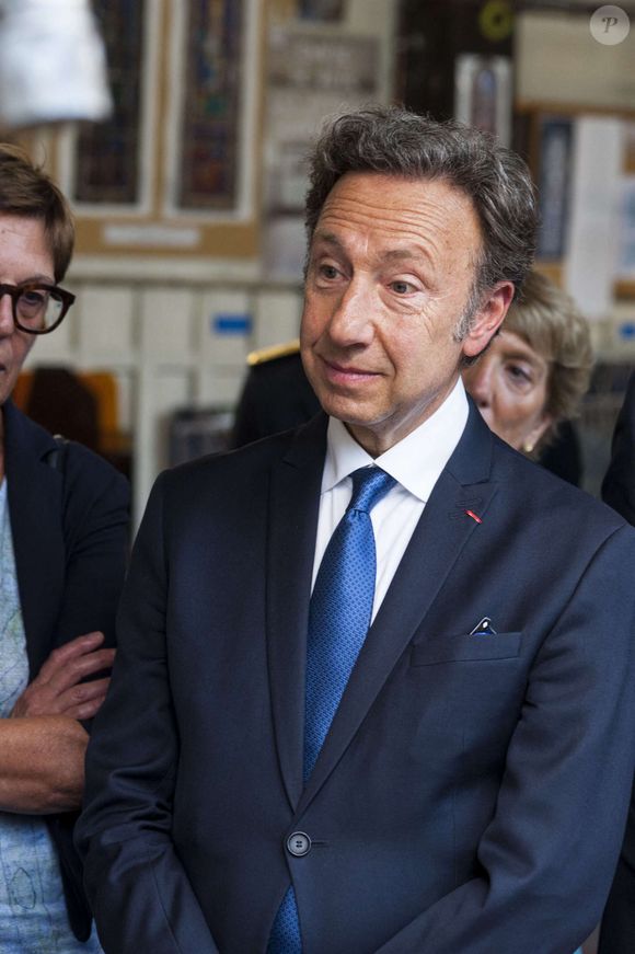 Stéphane Bern - Déplacement du président de république, Emmanuel Macron à l'occasion de la 41ème édition des journées européennes du patrimoine à Chartres, visite des ateliers de la Maison Lorin maitre verrier - Chartres
© Arnaud Hebert / Pool / Bestimage
