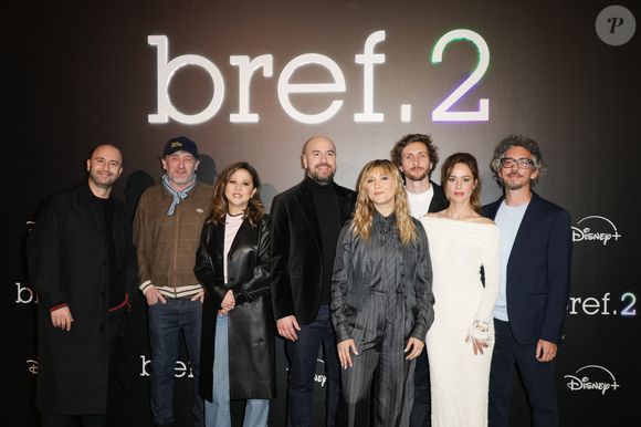 Harry Tordjman, Jean-Paul Rouve, Laue Felpin, Kyan Khojandi, Bruno Muschio, Bérangère Krief, Alice David et Baptiste Lecaplain - Avant-première de la série Disney+ "bref.2" au cinéma le Grand Rex à Paris le 10 février 2025. © Coadic Guirec/Bestimage