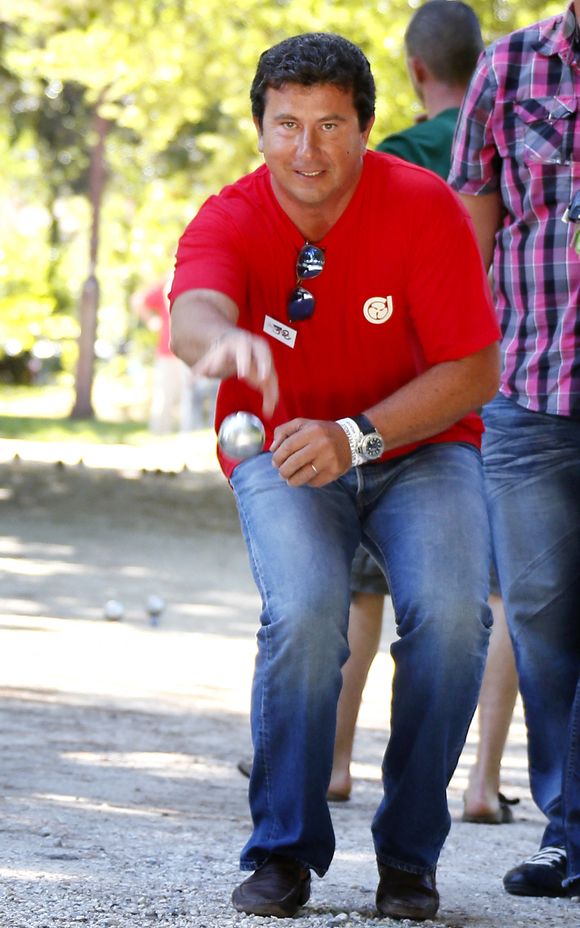 Pascal Bataille participant au 6ème Grand Prix International de la Pétanque, à Starwest à Arcachon, dans le sud-ouest de la France, le 11 août 2013. Photo par Patrick Bernard/ABACAPRESS.COM