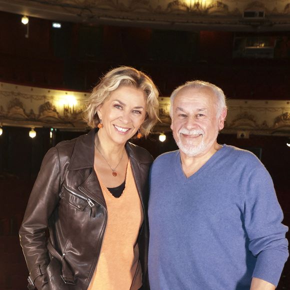 Exclusif - Francis Perrin et Corinne Touzet lors du tournage de "Sur Scène Avec" à Paris le 7 novembre 2024.