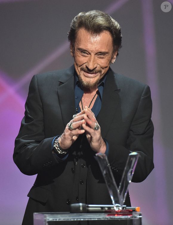 Johnny Hallyday lors de la 31e cérémonie des Victoires de la Musique au Zénith de Paris, France, le 12 février 2016. Photo by ABACAPRESS.COM