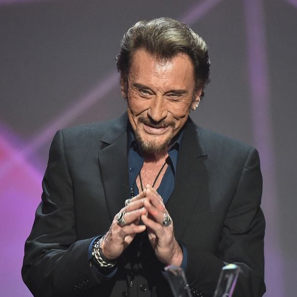 Johnny Hallyday lors de la 31e cérémonie des Victoires de la Musique au Zénith de Paris, France, le 12 février 2016. Photo by ABACAPRESS.COM