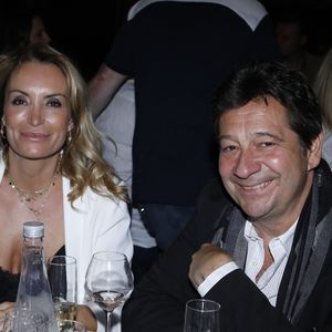 Exclusif -  Laurent Gerra et Christelle Bardet au dîner lors de la 2ème édition du Festival du cinéma français et gastronomie à Aix les Bains le 9 juin 2023.

© Denis Guignebourg / Bestimage