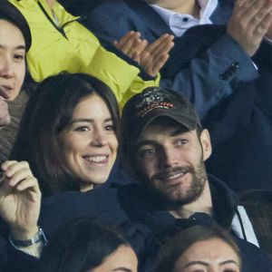Exclusif - Louis Sarkozy et sa femme Natali Husic   - People en tribunes du match de Ligue 1 Uber Eats "PSG contre Reims" (1-1) au Parc des Princes à Paris le 29 janvier 2023.