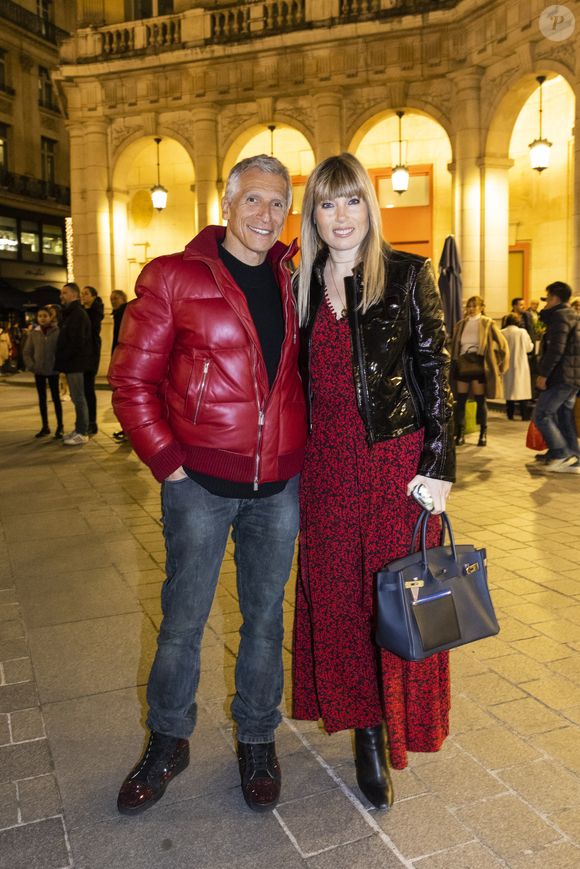 Exclusif - Nagui et sa femme Melanie Page - Cérémonie de remise du prix Raymond Devos au théâtre Edouard VII à Paris dans le cadre de la 28ème édition de la semaine de la Langue Française et de la Francophonie le 20 mars 2023. © Coadic Guirec - Cyril Bruneau / Bestimage
