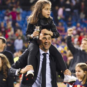 Luis Enrique et sa fille - Le FC Barcelone remporte la Coupe du Roi contre Séville et s'offre le doublé à Madrid en Espagne le 22 mai 2016.