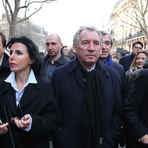 Rachida Dati, François Bayrou, Marielle de Sarnez - Marche républicaine pour Charlie Hebdo à Paris, suite aux attentats terroristes survenus à Paris les 7, 8 et 9 janvier. Paris, le 11 janvier 2015