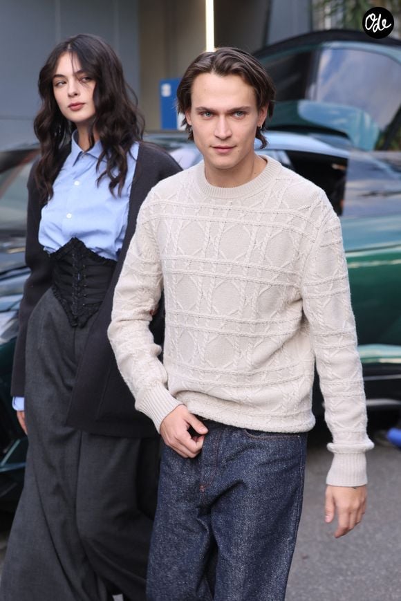 Deva Cassel;Saul Nanni - D.Cassel et son compagnon S.Nanni arrivent aux studios de l'émission "Domenica In" pour la promotion de la série "Le Guépard" à Rome, le 2 mars 2025.