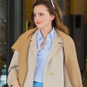 Exclusif - Emma Watson aperçue à la sortie de son hôtel, en marge de la Fashion Week à Milan, le 21 février 2024.