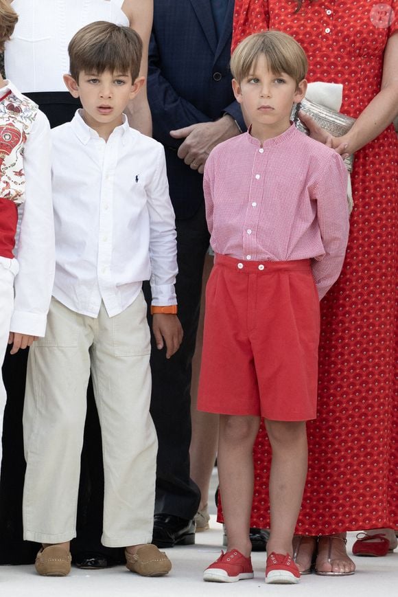 Balthazar Casiraghi-Rassam et Tatiana Santo Domingo assistent à la célébration des 20 ans de règne du Prince Albert le 19 juillet 2025 à Monaco, Monaco. Photo by David NIVIERE/ABACAPRESS.COM