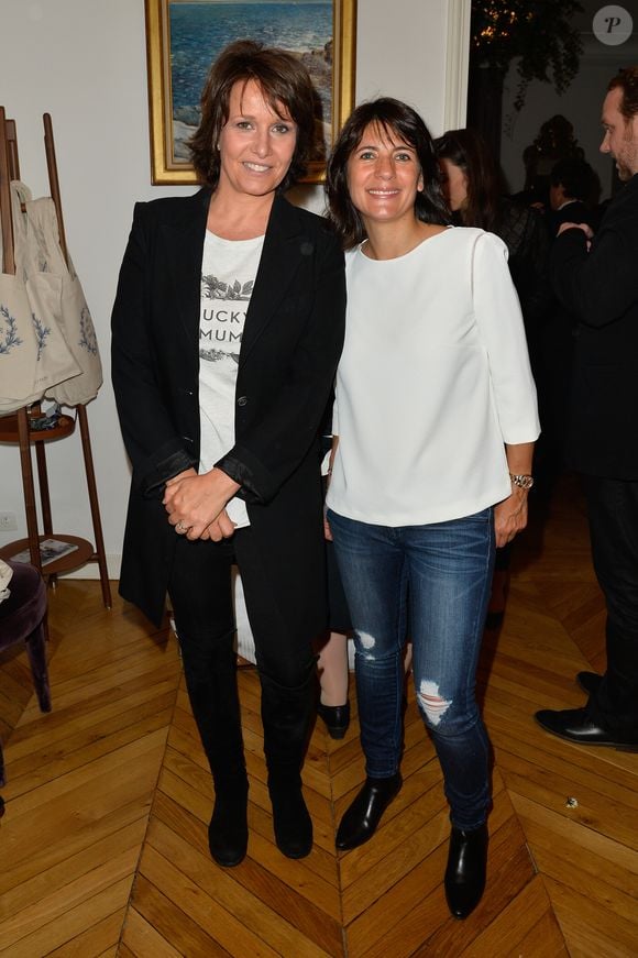 Exclusif - Carole Rousseau et Estelle Denis au cocktail organisé pour le lancement de "Lucky Mum". Un Concept "Kids & Pets & Family Friendly" qui s'articule autour de sweats et t-shirts à messages destinés aux mamans et à la famille. Paris, le 10 mai 2017. © Olivier Borde-Guirec Coadic/Bestimage