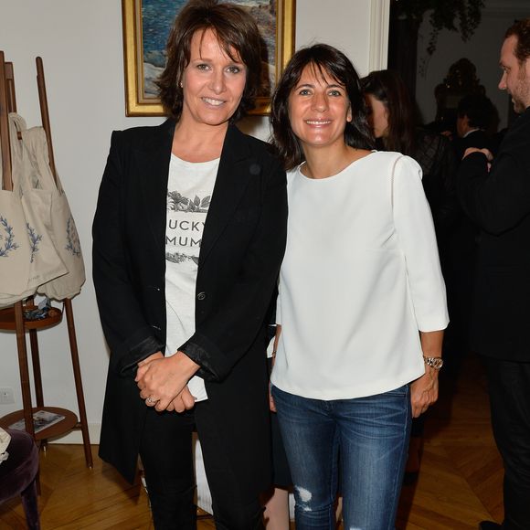 Exclusif - Carole Rousseau et Estelle Denis au cocktail organisé pour le lancement de "Lucky Mum". Un Concept "Kids & Pets & Family Friendly" qui s'articule autour de sweats et t-shirts à messages destinés aux mamans et à la famille. Paris, le 10 mai 2017. © Olivier Borde-Guirec Coadic/Bestimage