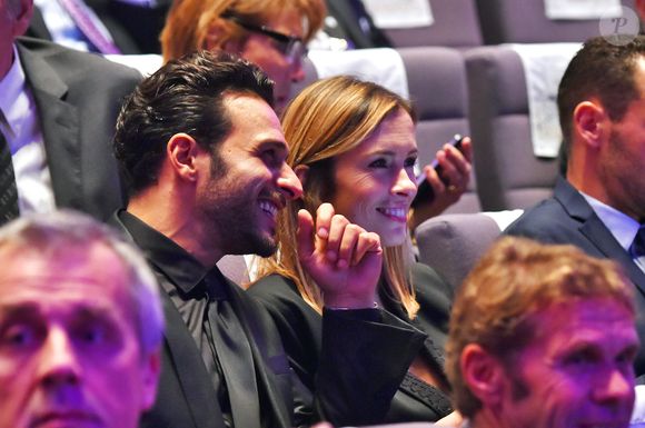 Maxim Nucci (Yodelice) et sa compagne Isabelle Ithurburu - Cérémonie des Sportel Awards qui récompense les plus vidéos de sport et les plus beaux ouvrages illustrés par le sport, à Monaco, le 25 octobre 2016. © Bruno Bebert/Bestimage