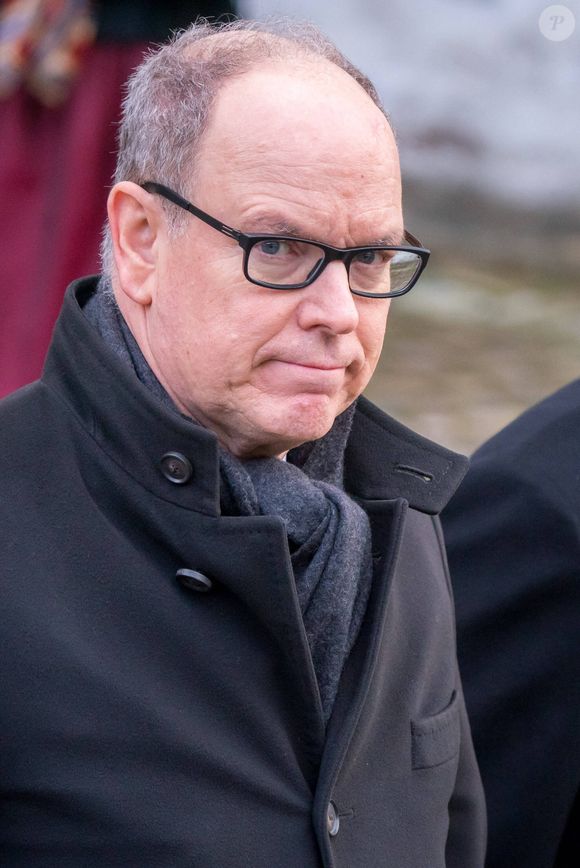 Le prince Albert II de Monaco - Service funéraire de Maximilien de Bade au château de Salem, Allemagne, le 13 janvier 2023. © Dana Press/Bestimage