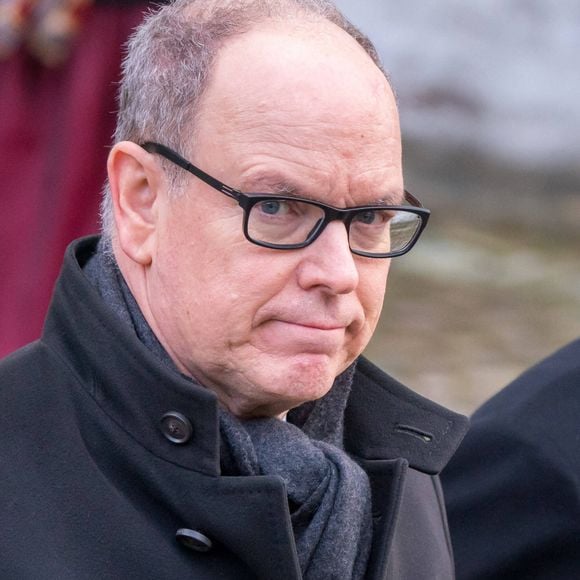 Le prince Albert II de Monaco - Service funéraire de Maximilien de Bade au château de Salem, Allemagne, le 13 janvier 2023. © Dana Press/Bestimage