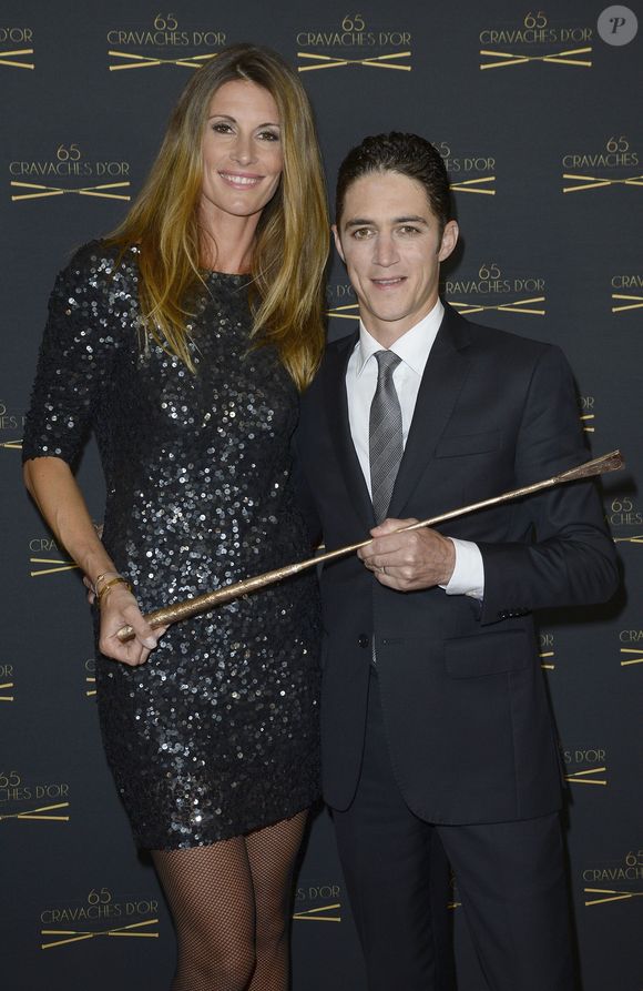 Sophie Thalmann, son mari Christophe Soumillon - 65ème édition des Cravaches d'Or au Théâtre des Champs-Elysées à Paris le 14 mars 2014. Depuis 1958, la cérémonie des Cravaches d’Or célèbre chaque année les meilleurs éleveurs, propriétaires, entraîneurs et jockeys des courses de Galop.
COADIC GUIREC / BESTIMAGE