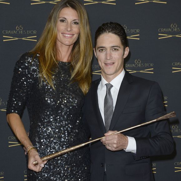 Sophie Thalmann, son mari Christophe Soumillon - 65ème édition des Cravaches d'Or au Théâtre des Champs-Elysées à Paris le 14 mars 2014. Depuis 1958, la cérémonie des Cravaches d’Or célèbre chaque année les meilleurs éleveurs, propriétaires, entraîneurs et jockeys des courses de Galop.
COADIC GUIREC / BESTIMAGE