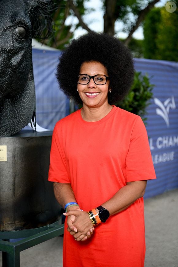 Exclusif - Audrey Pulvar à l'espace VIP au Longines Paris Eiffel Jumping au pied de la Tour Eiffel sur le Champ-de-Mars à Paris, France, le 21 juin 2025. © Perusseau-Veeren/Bestimage