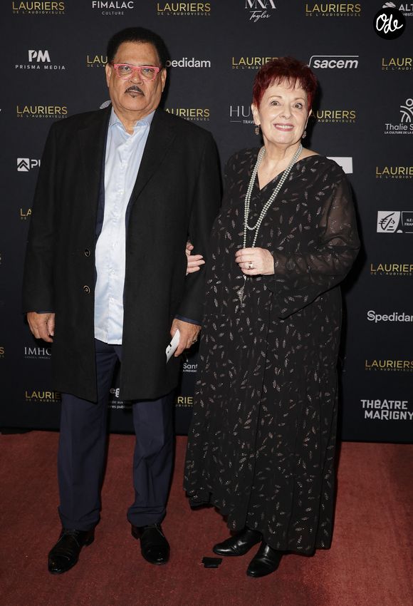 Fabienne Thibeault et son mari Christian Montagnac au photocall de la 31ème cérémonie des Lauriers de l'audiovisuel au théâtre Marigny à Paris le 10 février 2026.

© Coadic Guirec/Bestimage