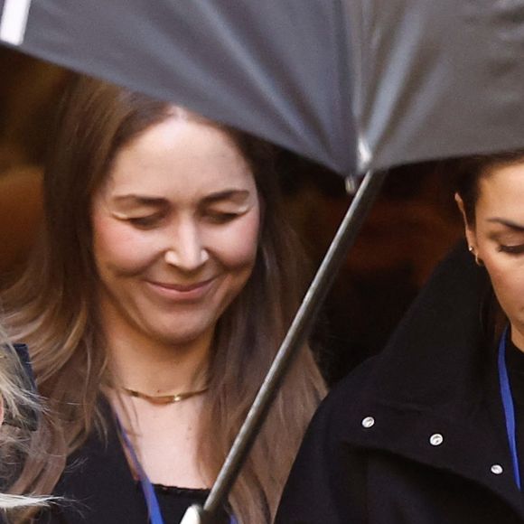 Anne-Line Bjerkan (femme de Nicolas-Jacques Charrier), Anna Charrier (fille de Nicolas-Jacques Charrier), Théa Charrier (fille de Nicolas-Jacques Charrier, petite fille de Brigitte Bardot) - Sorties des obsèques de Brigitte Bardot en l'église Paroissiale Notre-Dame-de-l'Assomption de Saint-Tropez, France, le 7 janvier 2026.  © Jacovides-Moreau/Bestimage
