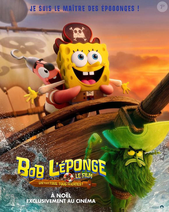 Affiche cinéma de "Bob l'éponge - Le film : un pour tous, tous pirates !" sur Instagram
