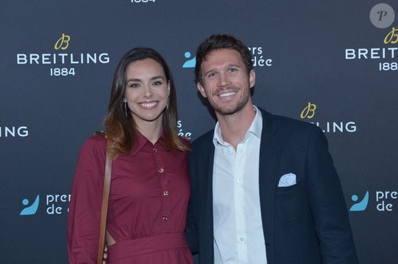 Marine Lorphelin (Miss France 2013) et son compagnon Stanislas Gruau - Dîner de charité Breitling à la Samaritaine pour l’association "Premiers de Cordée" à Paris le 4 avril 2024. © Rachid Bellak/Bestimage