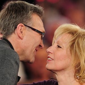 Laurent Ruquier, Catherine Barma lors de l'enregistrement de l'émission Vivement Dimanche a Paris, France, le 1 décembre 2008. Photo Max Colin/ABACAPRESS.COM