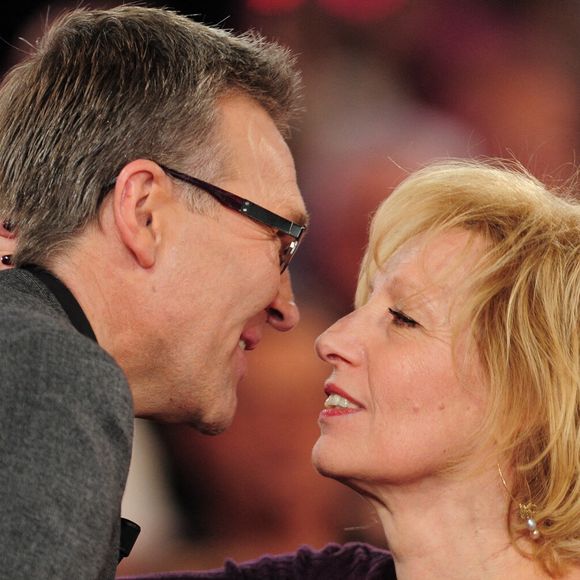 Laurent Ruquier, Catherine Barma lors de l'enregistrement de l'émission Vivement Dimanche a Paris, France, le 1 décembre 2008. Photo Max Colin/ABACAPRESS.COM