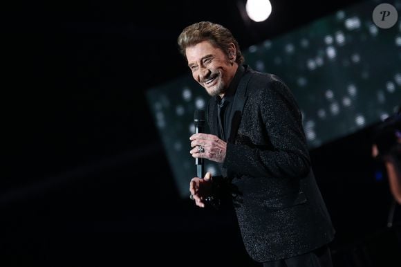 Johnny Hallyday à l'enregistrement de l'émission Spécial Johnny Hallyday, "Johnny, la soirée événement".