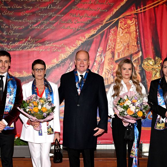 Louis Ducruet, La princesse Stéphanie de Monaco, Le prince Albert II de Monaco, Camille Gottlieb, Marie Chevallier - Les membres de la famille princière de Monaco arrivent à la soirée de clôture du 48ème Festival international du Cirque de Monte-Carlo sous le chapiteau de Fontvieille le 20 janvier 2026.

© Bruno Bebert / Bestimage