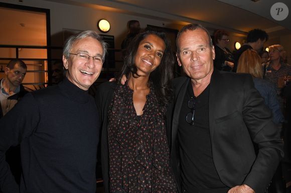 Exclusif - Laurent Petitguillaume, Karine Le Marchand, Laurent Baffie - People en backstage du spectacle "Jeanfi Janssens atterrit à l'Olympia" à Paris le 10 janvier 2020. © Coadic Guirec/Bestimage