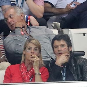 Nathalie Simon et son mari Tanguy Dadon au match de l'Euro 2016 France-Albanie au Stade Vélodrome à Marseille, le 15 juin 2016.
© Cyril Moreau/Bestimage