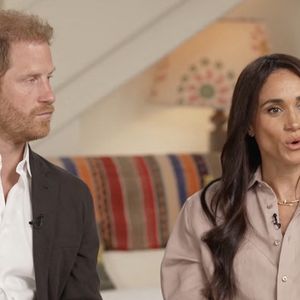Le prince Harry, duc de Sussex et Meghan Markle, duchesse de Sussex, lors d'une interview pour l'émission CBS News Sunday Morning, diffusée le 4 août 2024. Lors de ce programme, le couple princier a évoqué leurs enfants, Archie Harrison, 5 ans et Lilibet Diana, 3 ans et leur volonté de les protéger des dangers du web.
