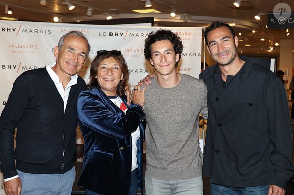 Olivier Kretz, Sandrine Kretz, Valentin Kretz, Raphael Kretz lors de la séance de dédicace de Family Kretz 'Bienvenue a l'Agence' au BHV Marais le 14 mai 2024 à Paris, France. Photo Nasser Berzane/Abaca