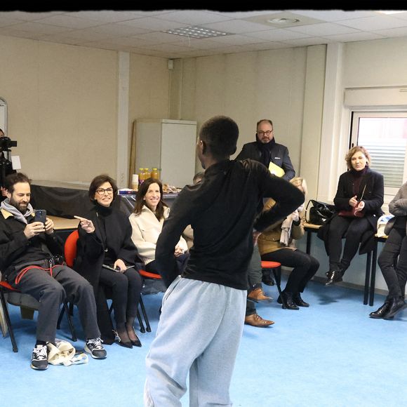 Exclusif - Rachida Dati, ministre de la Culture, en déplacement au lycée professionnel Théodore Monod, à Noisy le Sec, le 20 janvier 2025, aux côtés de Benjamin Millepied. © Alain Guizard / Bestimage