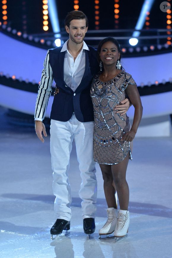 Florent Torres et Surya Bonaly pendant le quatrième prime, Ice Show, diffusé sur M6 à Paris, France, le 18 décembre 2013. Photo par Christophe Guibbaud / M6 / Abaca