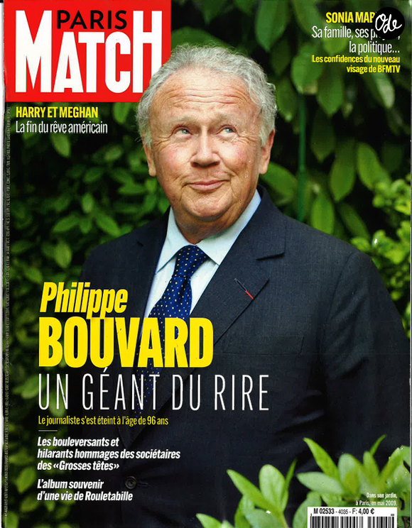 Philippe Bouvard, couverture du numéro du 26 août 2026 de "Paris Match".