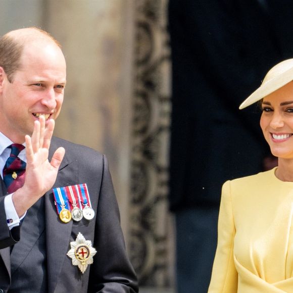 Le prince William, duc de Cambridge, et Catherine (Kate) Middleton, duchesse de Cambridge - Les membres de la famille royale et les invités lors de la messe célébrée à la cathédrale Saint-Paul de Londres, dans le cadre du jubilé de platine (70 ans de règne) de la reine Elisabeth II d’Angleterre. Londres, le 3 juin 2022. Backgrid USA / Bestimage