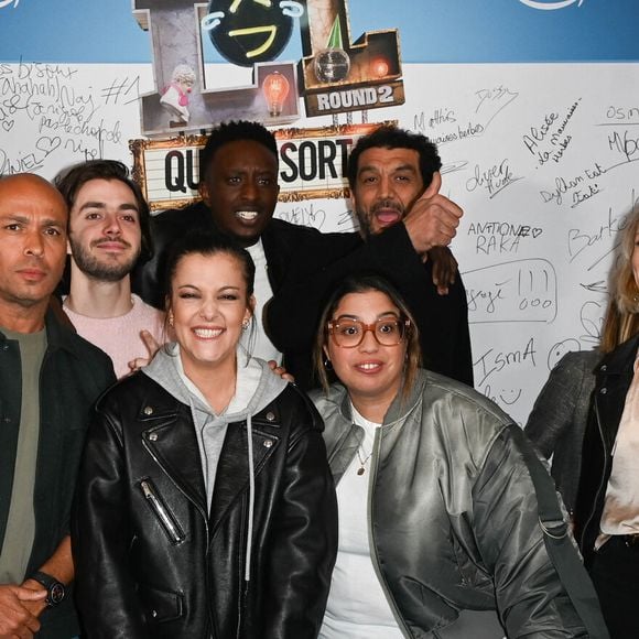 Exclusif - Just Riadh, Éric Judor, Panayotis Pascot, Ramzy Bedia, Camille Lellouche, Melha Bedia, Alexandra Lamy, Ahmed Sylla, Philippe Lacheau et Alice David - Présentation de la nouvelle saison du jeu "LOL : Qui Rit, Sort", qui sortira le 1er avril sur Amazon Prime, au Trianon à Paris. Le 24 mars 2022 © Coadic Guirec / Bestimage