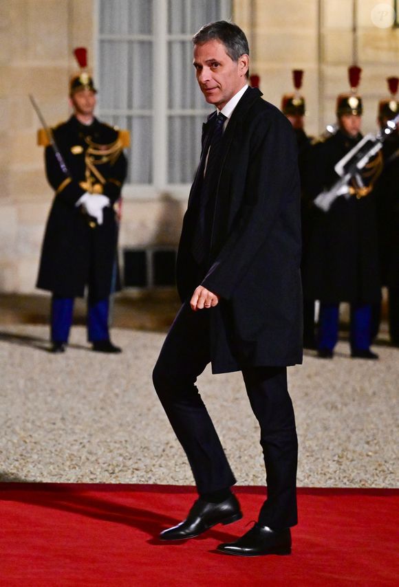 Rodolphe Saadé, Pdg de CMA CGM au dîner d’état donné en l’honneur du président de l’Ouzbékistan au palais présidentiel de l’Elysée, à Paris, France, le 12 mars 2025. © Christian Liewig/Bestimage