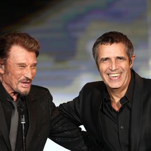Johnny Hallyday et Julien Clerc - Enregistrement de l'émission Spécial Johnny Hallyday, "Johnny, la soirée événement", en 2014. ©Bestimage
