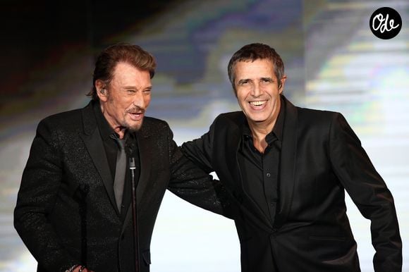 Johnny Hallyday et Julien Clerc - Enregistrement de l'émission Spécial Johnny Hallyday, "Johnny, la soirée événement", en 2014. ©Bestimage