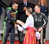 L'épouse du prince Albert a notamment remis le trophée au vainqueur de la course

La princesse Charlene de Monaco et les vainqueurs durant le Monaco E-Prix 2025, Round 7, le 4 mai 2025. © Bruno Bebert/Bestimage