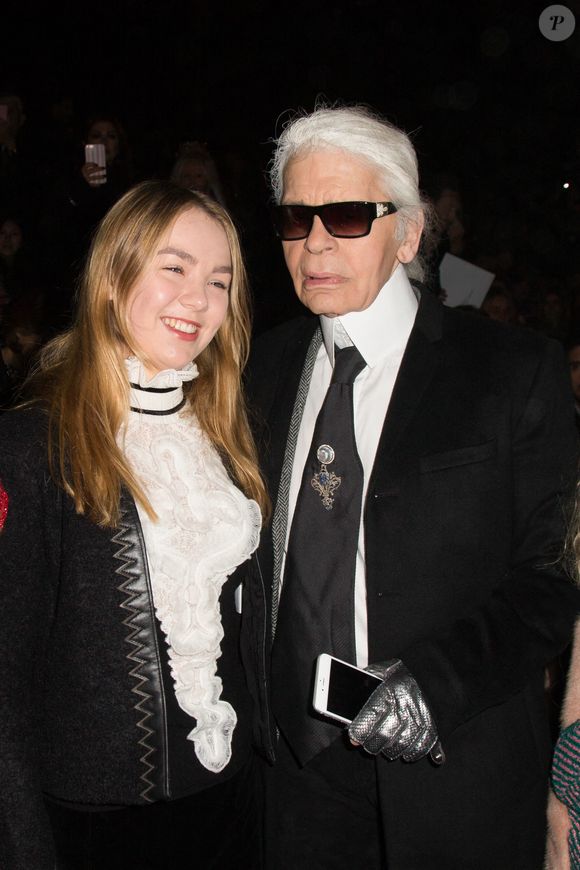 La princesse Alexandra de Hanovre et Karl Lagerfeld assistent au défilé Chanel Metiers d'Art 2015/16 à Cinecitta à Rome, Italie, le 01 décembre 2015. Photo Alessia Paradisi/ABACAPRESS.COM